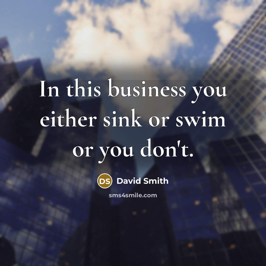 “In this business you either sink or swim or you…” quote by David Smith