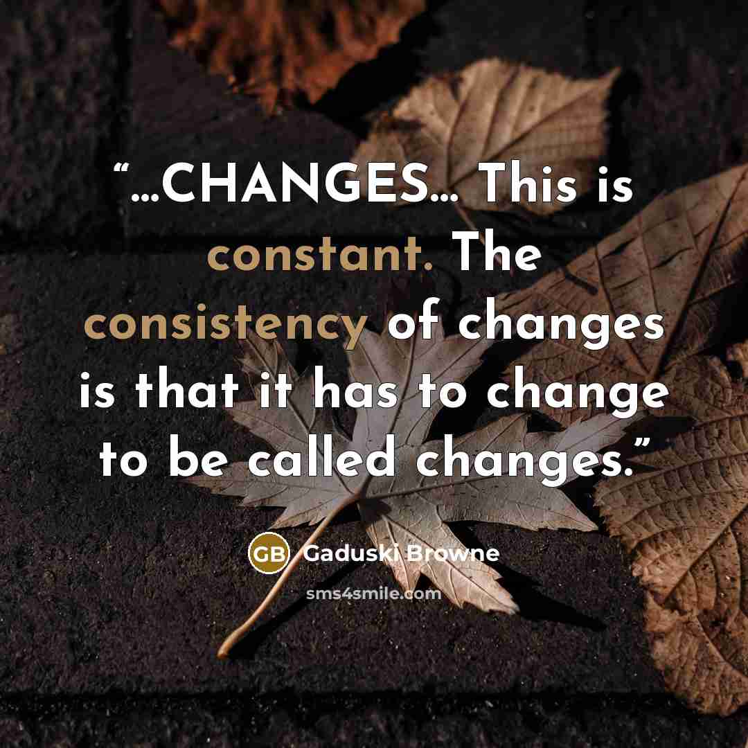 “…CHANGES… This is constant. The consistency of changes is that it has to change to be called changes.” quote by Gaduski Browne