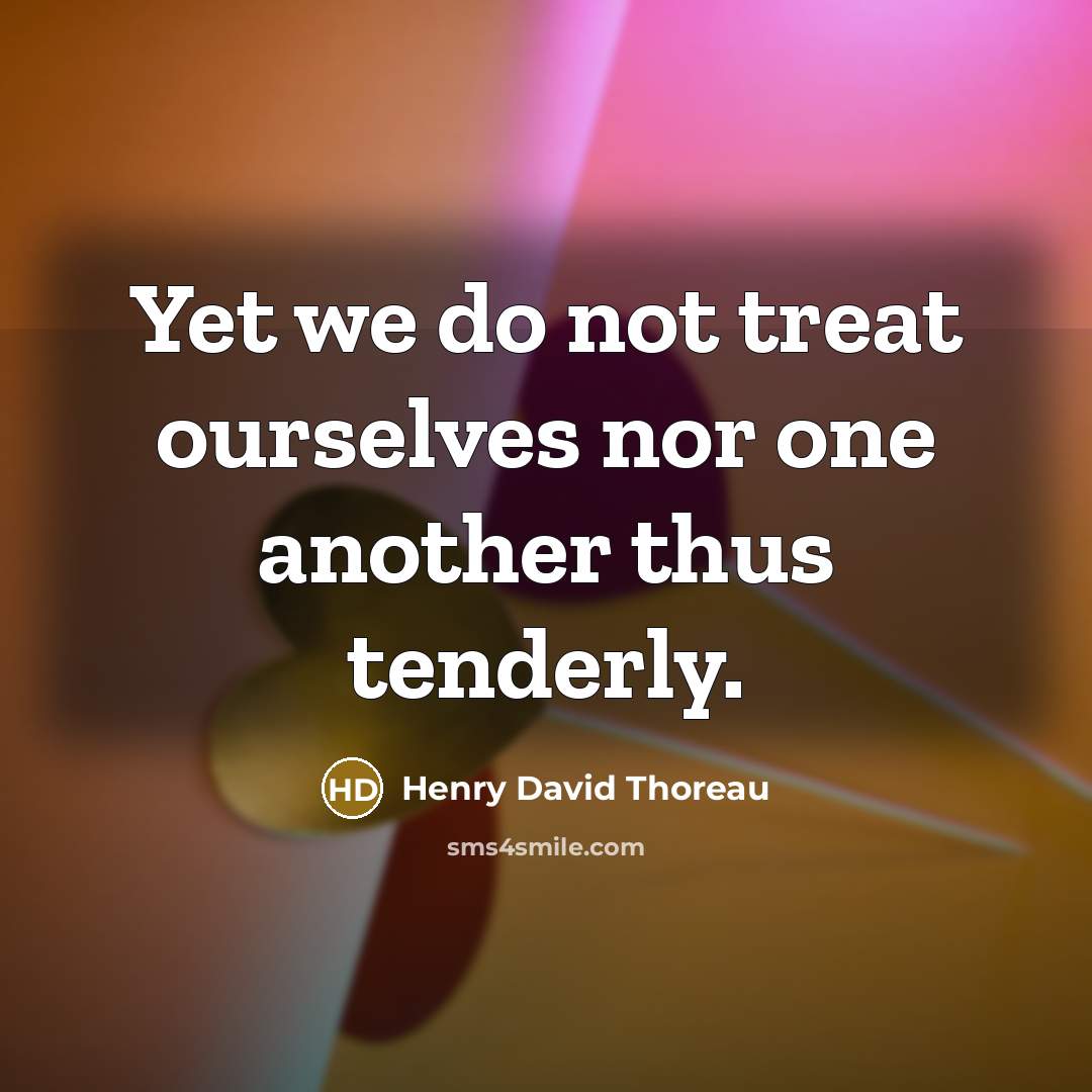“Yet we do not treat ourselves nor one another thus…” quote by Henry David Thoreau