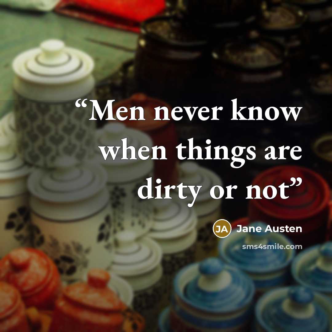 “Men never know when things are dirty or not” quote by Jane Austen