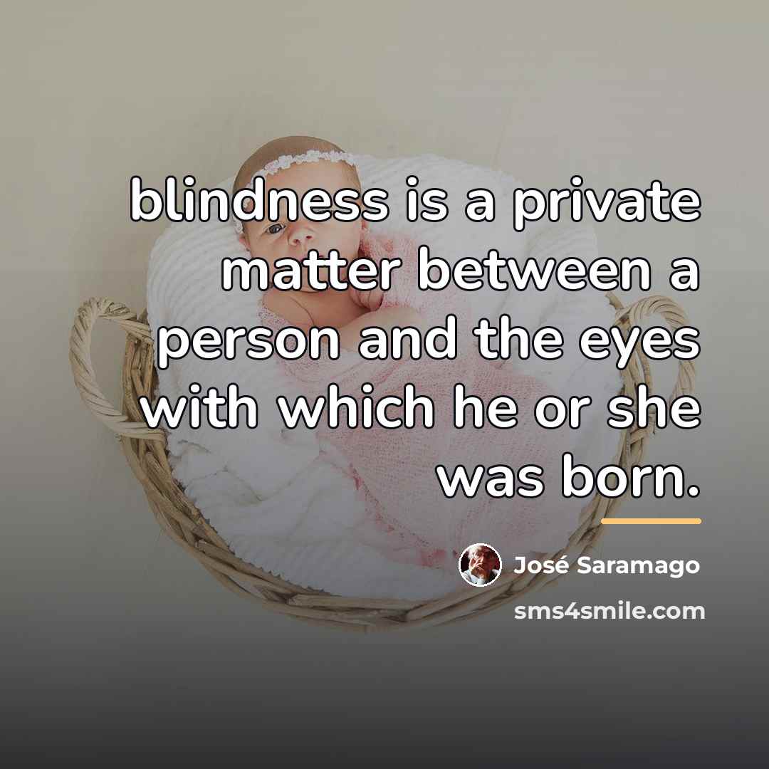 “blindness is a private matter between a person and the…” quote by Jose Saramago