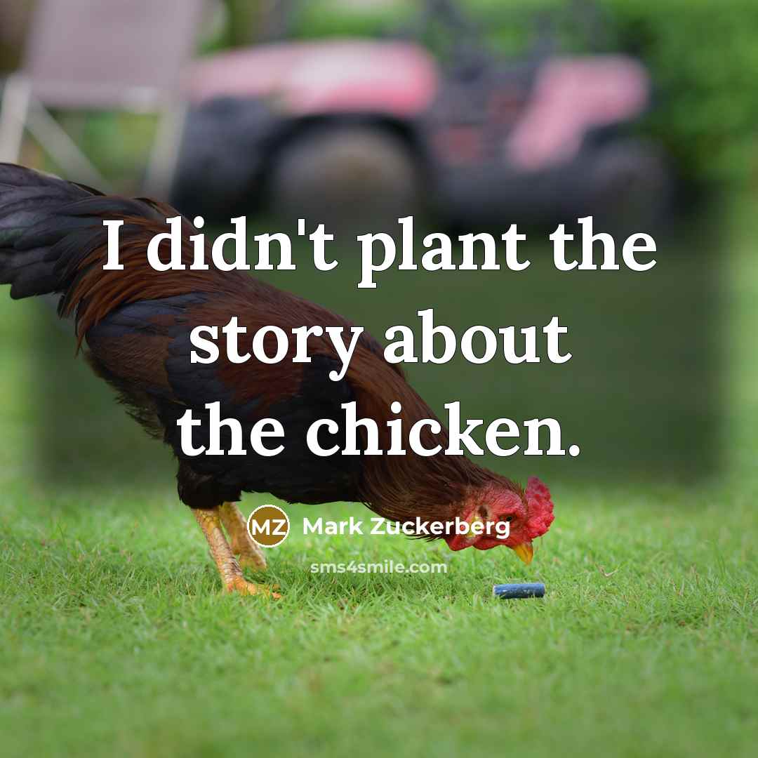 “I didn't plant the story about the chicken.” quote by Mark Zuckerberg