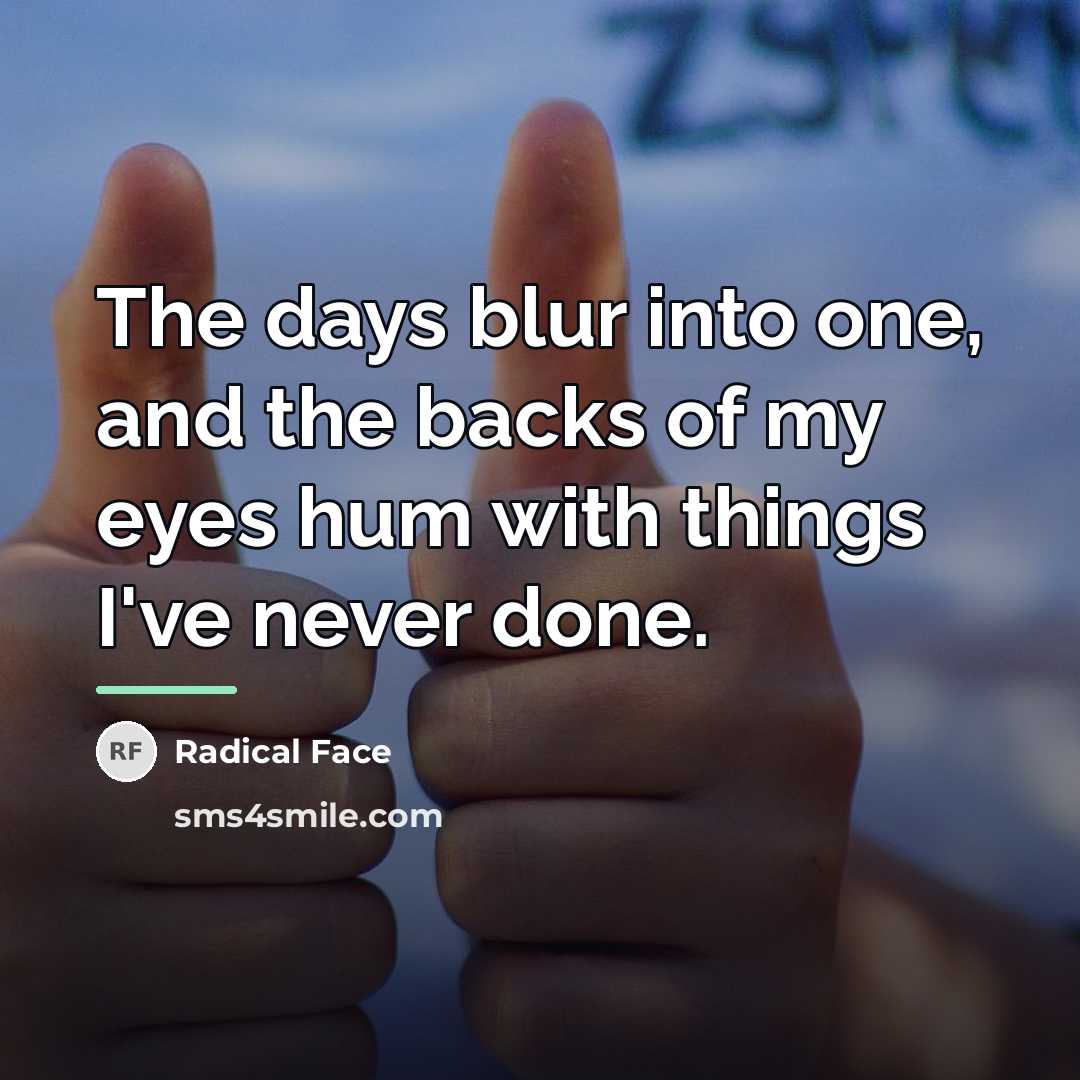“The days blur into one, and the backs of my…” quote by Radical Face