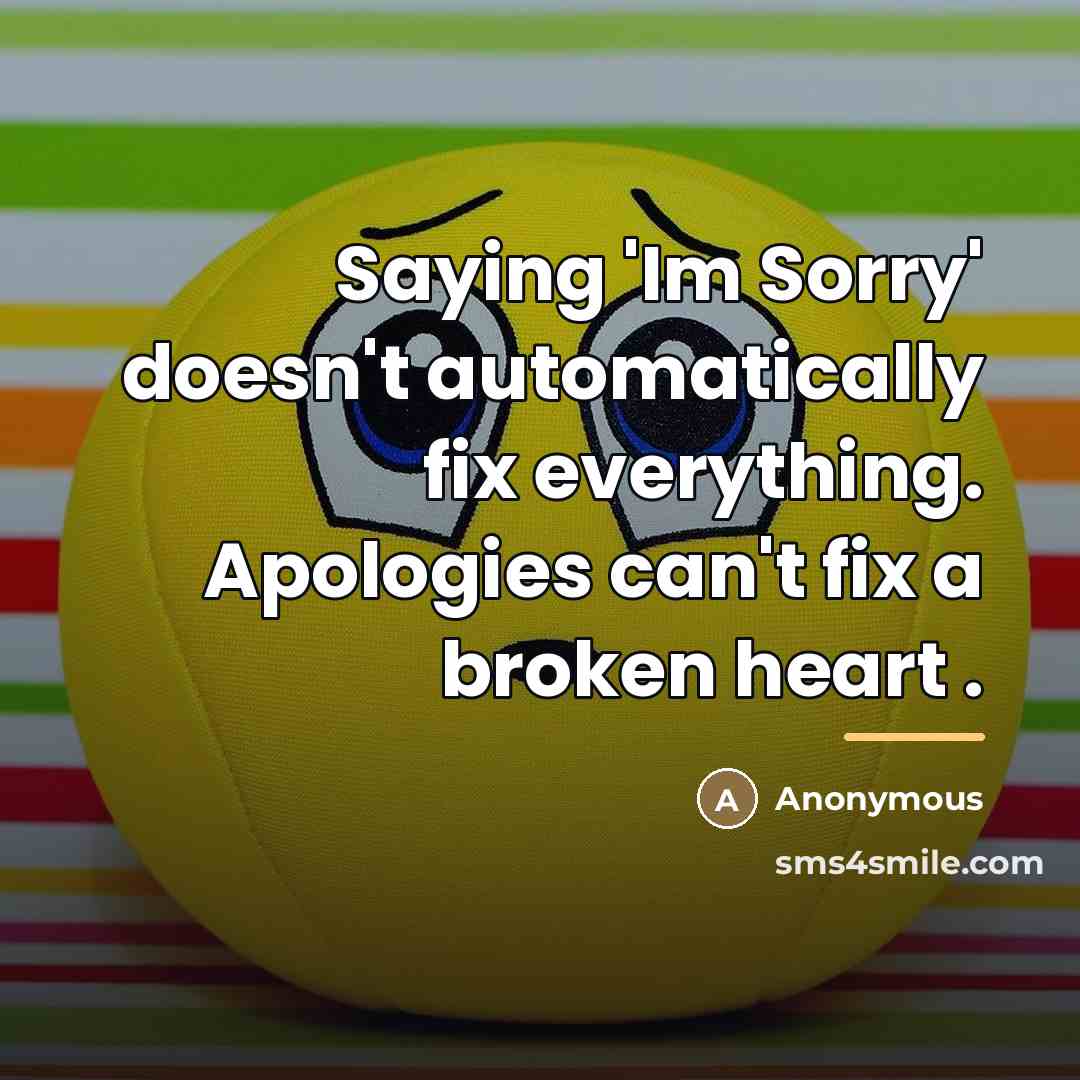 “Saying 'Im Sorry' doesn't automatically fix everything. Apologies can't fix…” quote by Anonymous