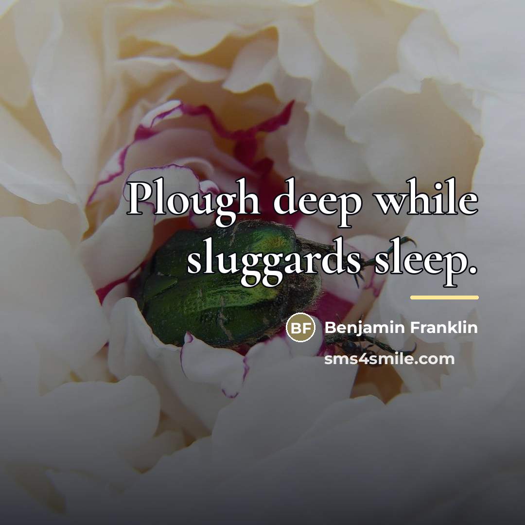 “Plough deep while sluggards sleep.…” quote by Benjamin Franklin