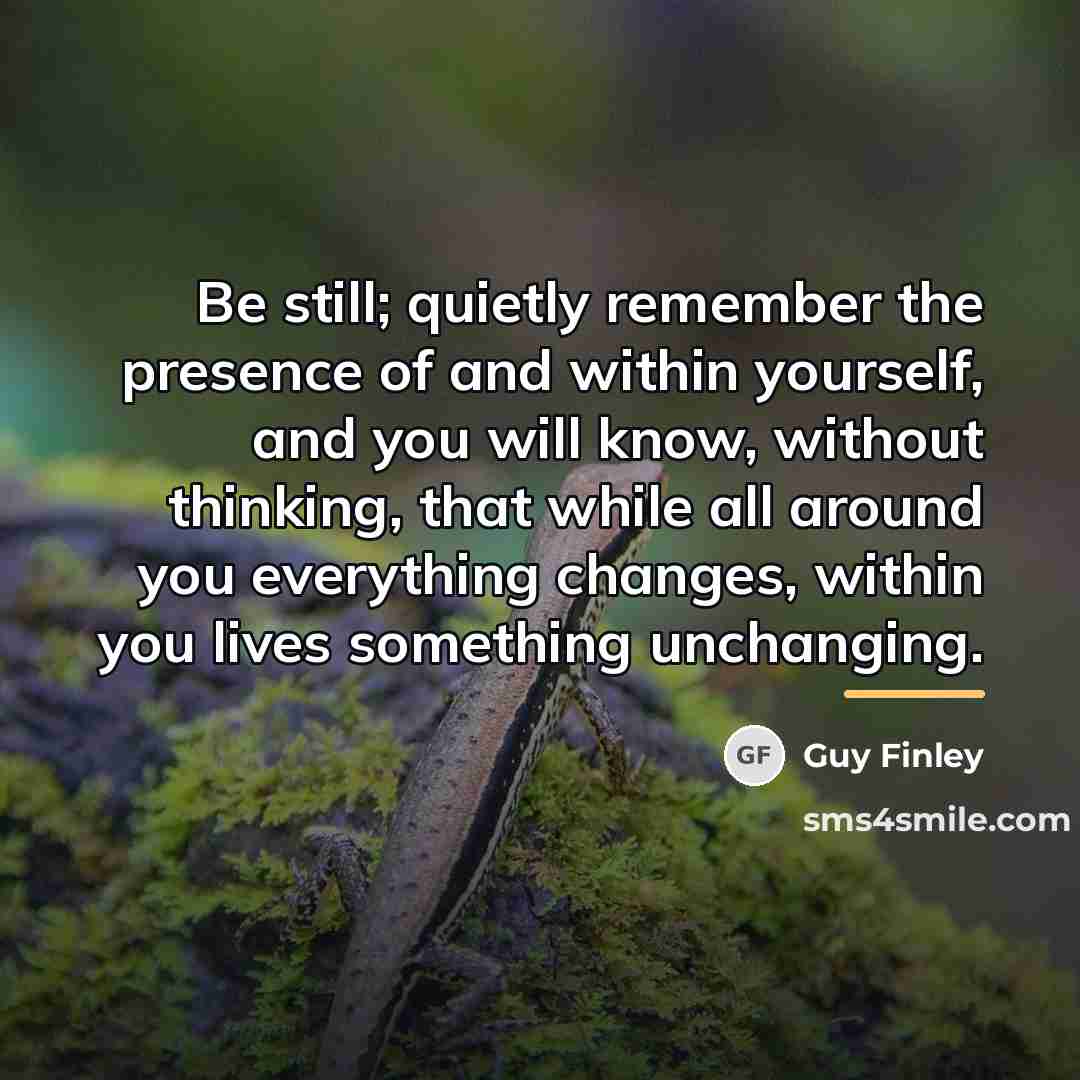 “Be still; quietly remember the presence of and within yourself,…” quote by Guy Finley