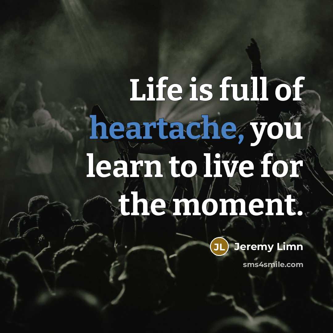 “Life is full of heartache, you learn to live for…” quote by Jeremy Limn