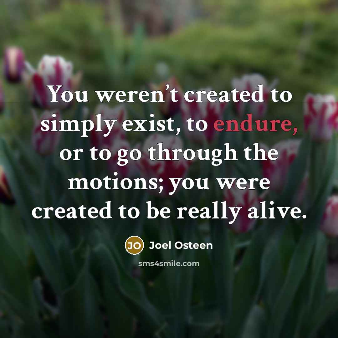 “You weren’t created to simply exist, to endure, or to…” quote by Joel Osteen