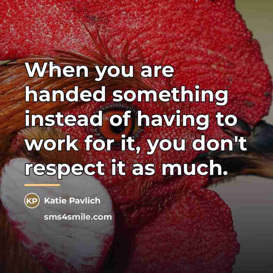 “When you are handed something instead of having to work…” quote by Katie Pavlich