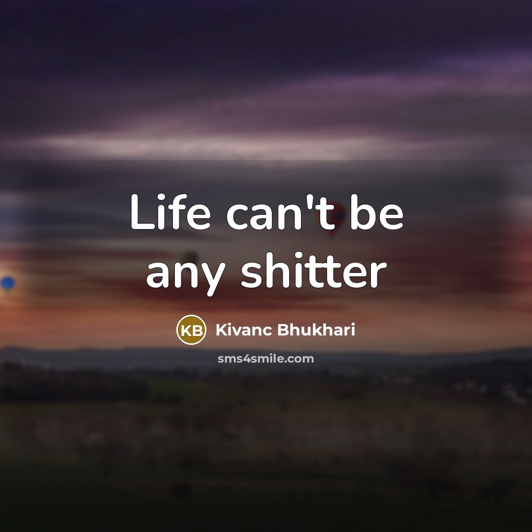 “Life can't be any shitter…” quote by Kivanc Bhukhari