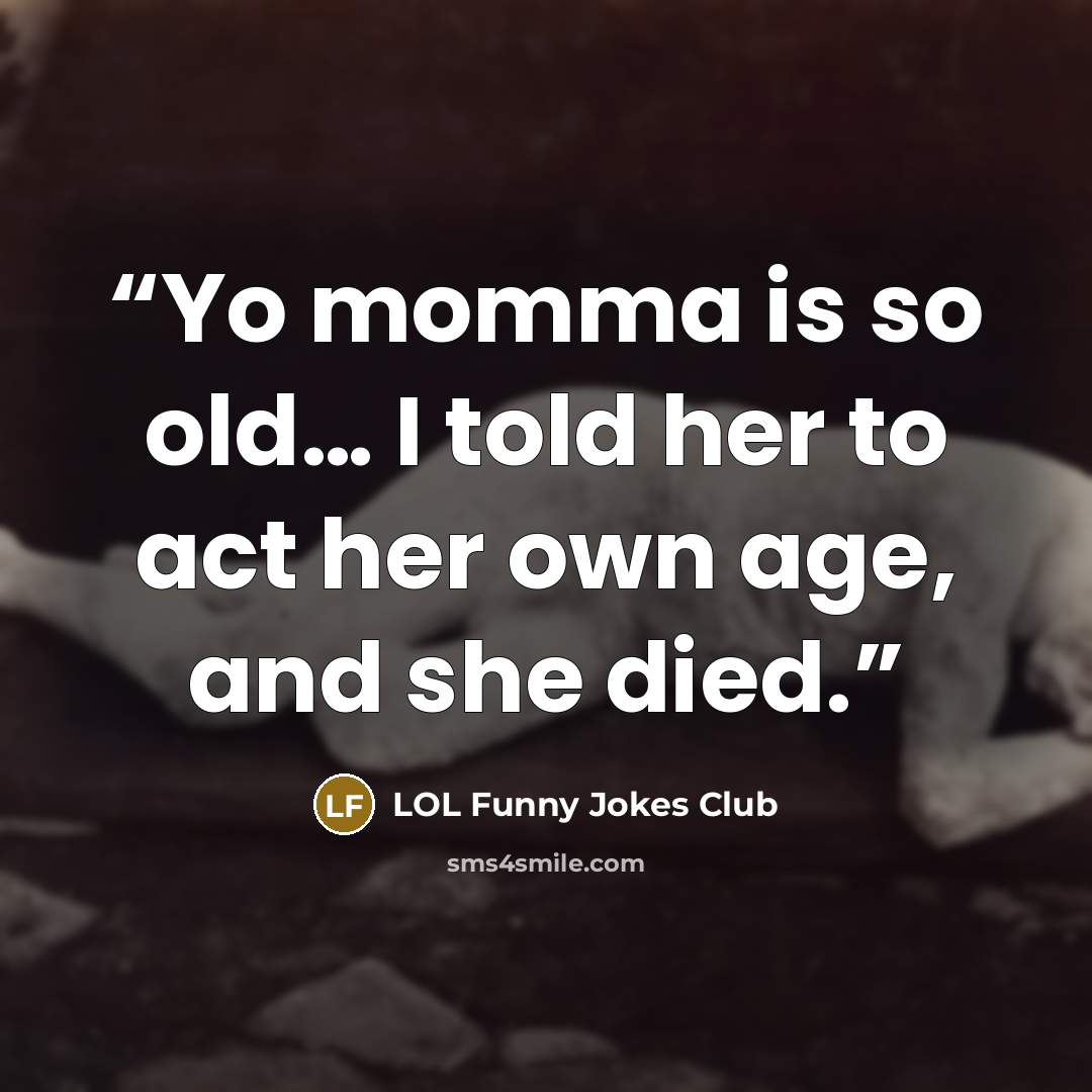 “Yo momma is so old… I told her to act her own age, and she died.” quote by LOL Funny Jokes Club