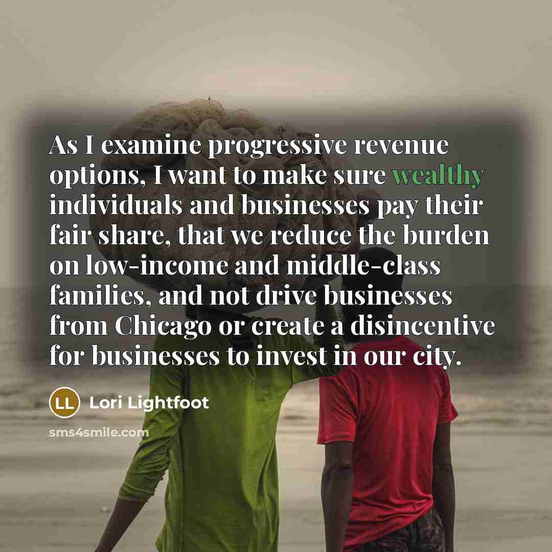 “As I examine progressive revenue options, I want to make…” quote by Lori Lightfoot