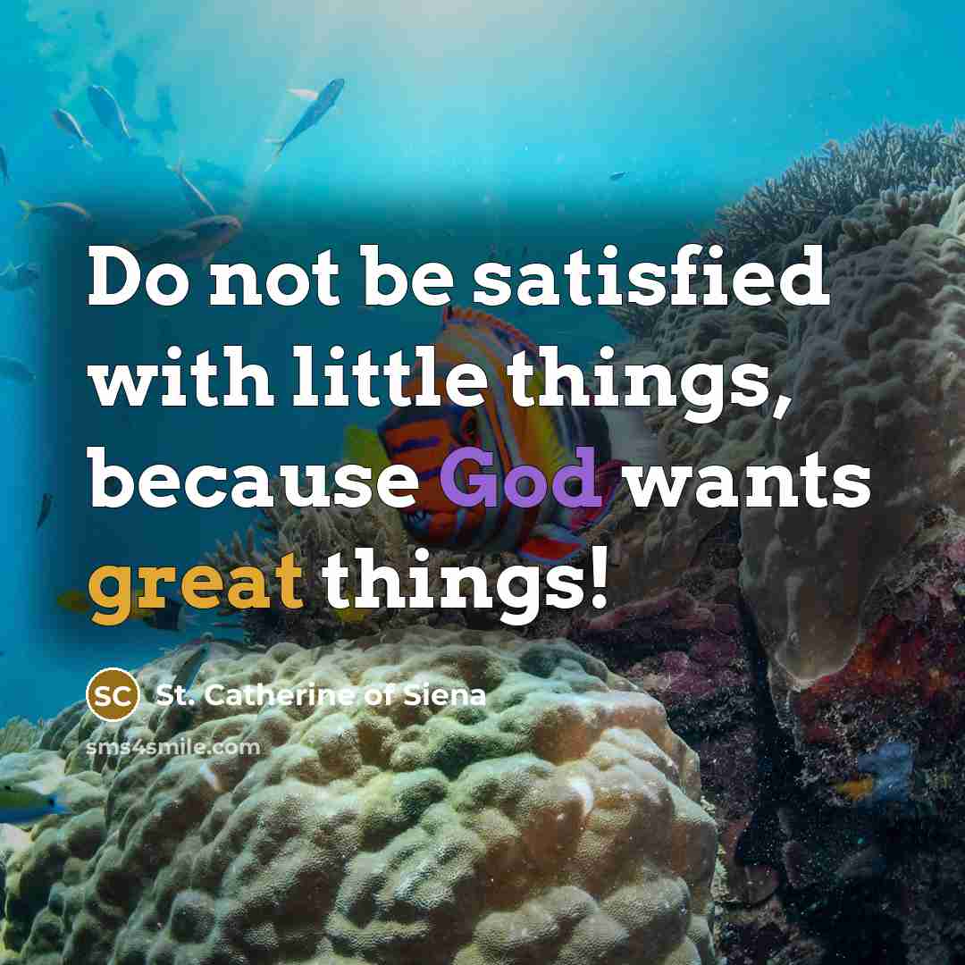 “Do not be satisfied with little things, because God wants…” quote by St. Catherine of Siena