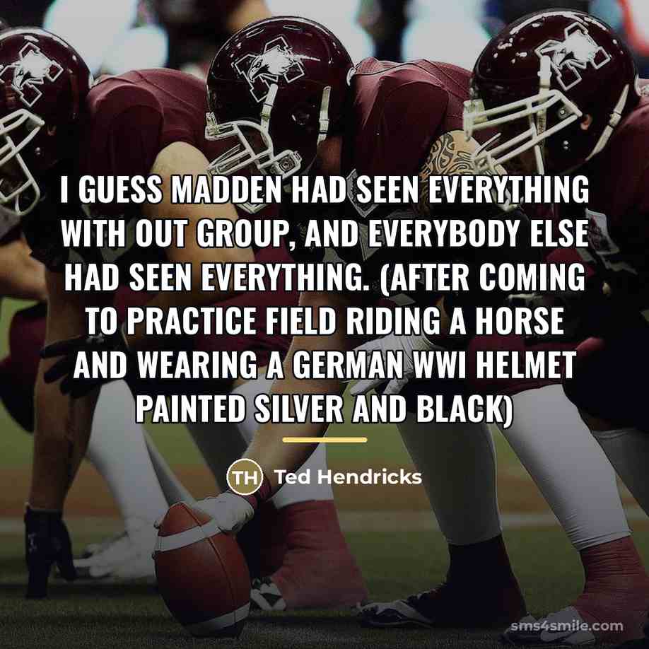 “I guess Madden had seen everything with out group, and…” quote by Ted Hendricks