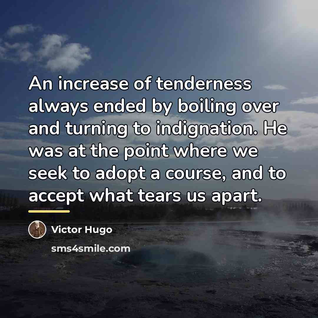 “An increase of tenderness always ended by boiling over and…” quote by Victor Hugo