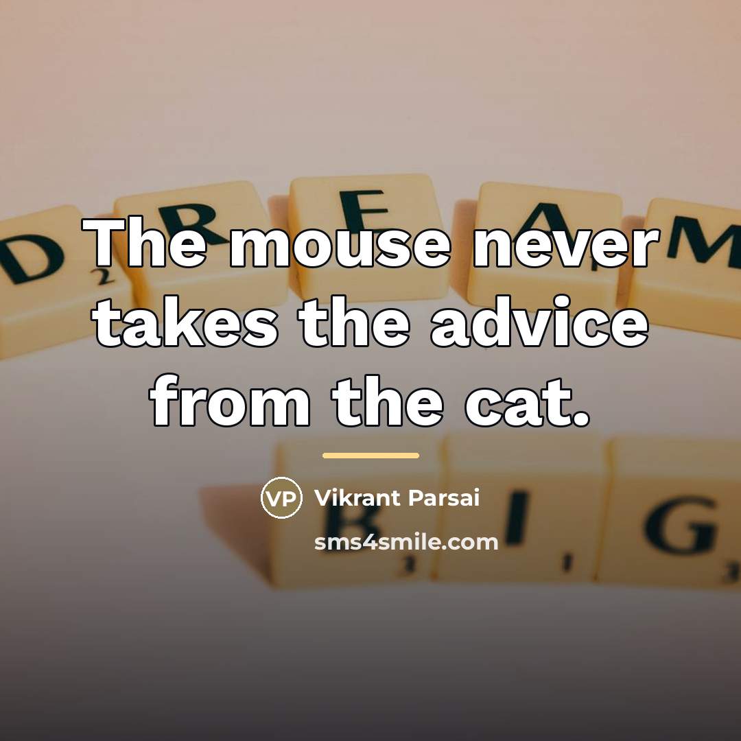 “The mouse never takes the advice from the cat.…” quote by Vikrant Parsai