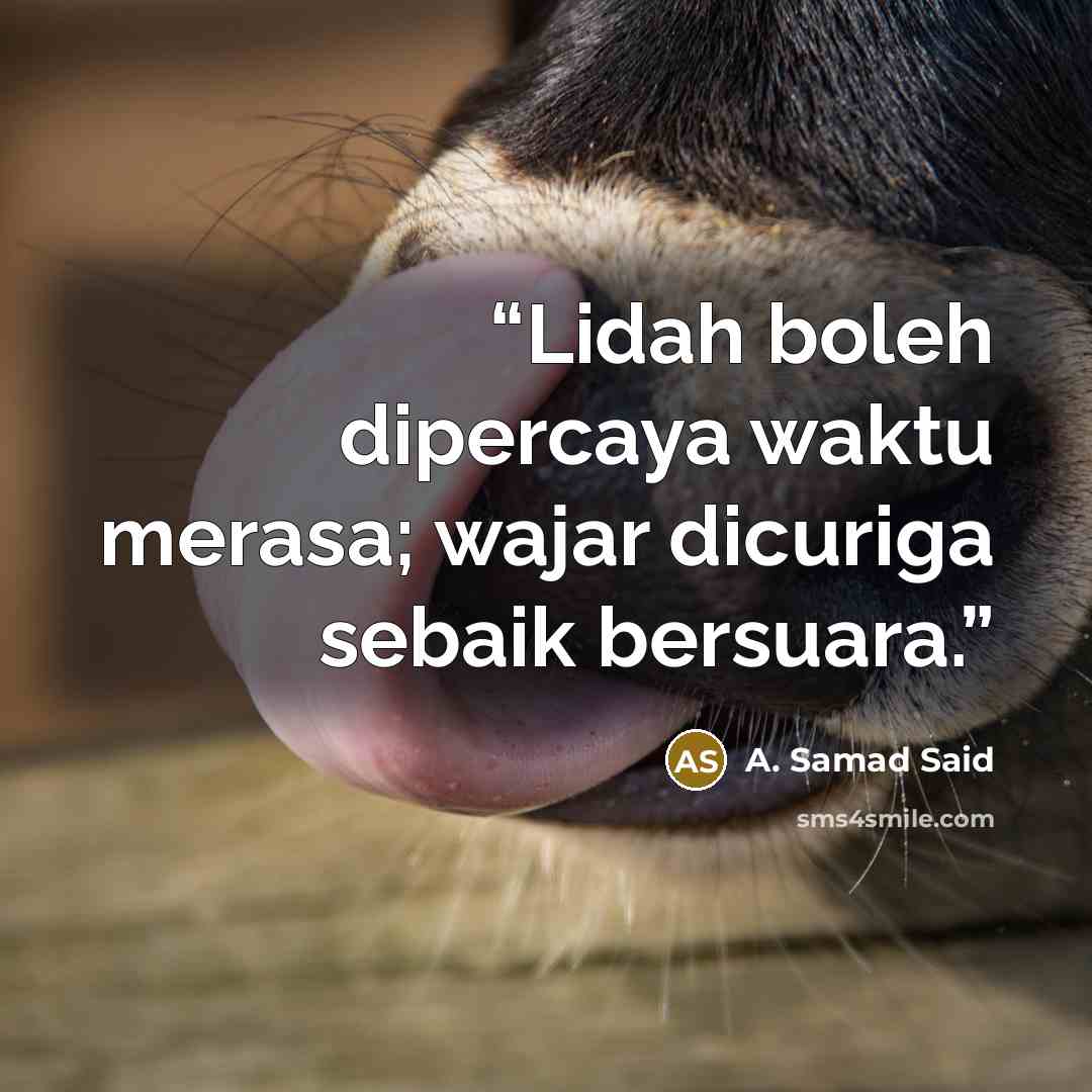 “Lidah boleh dipercaya waktu merasa; wajar dicuriga sebaik bersuara.” quote by A. Samad Said