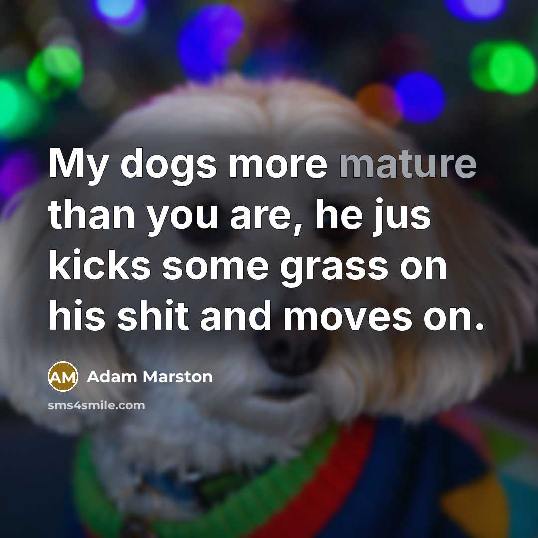 “My dogs more mature than you are, he jus kicks…” quote by Adam Marston