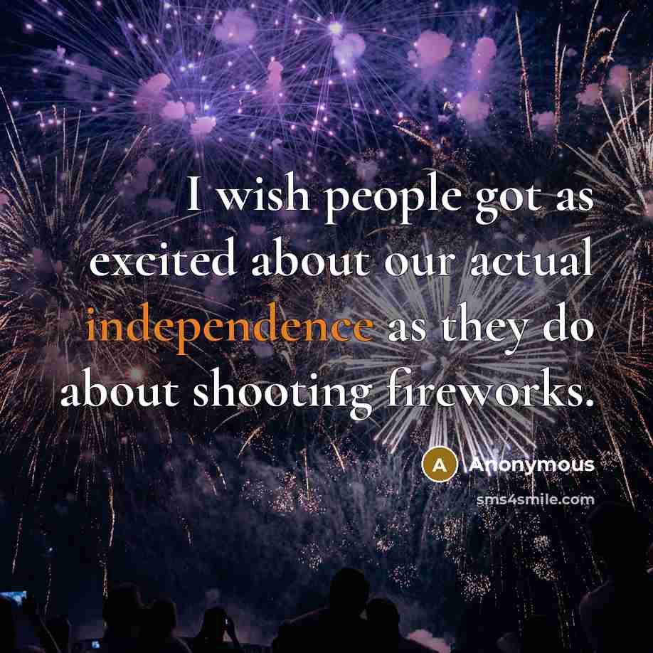 “I wish people got as excited about our actual independence…” quote by Anonymous