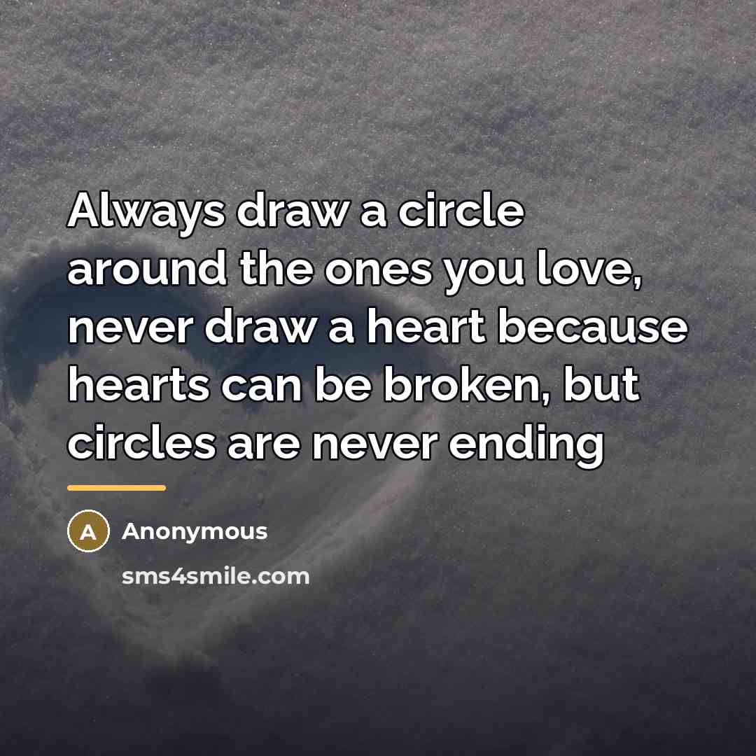 “Always draw a circle around the ones you love, never…” quote by Anonymous