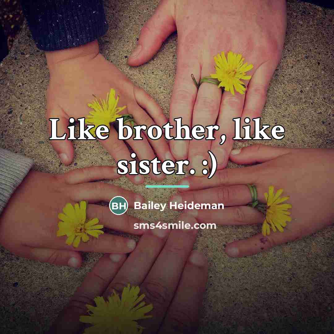“Like brother, like sister. :)…” quote by Bailey Heideman