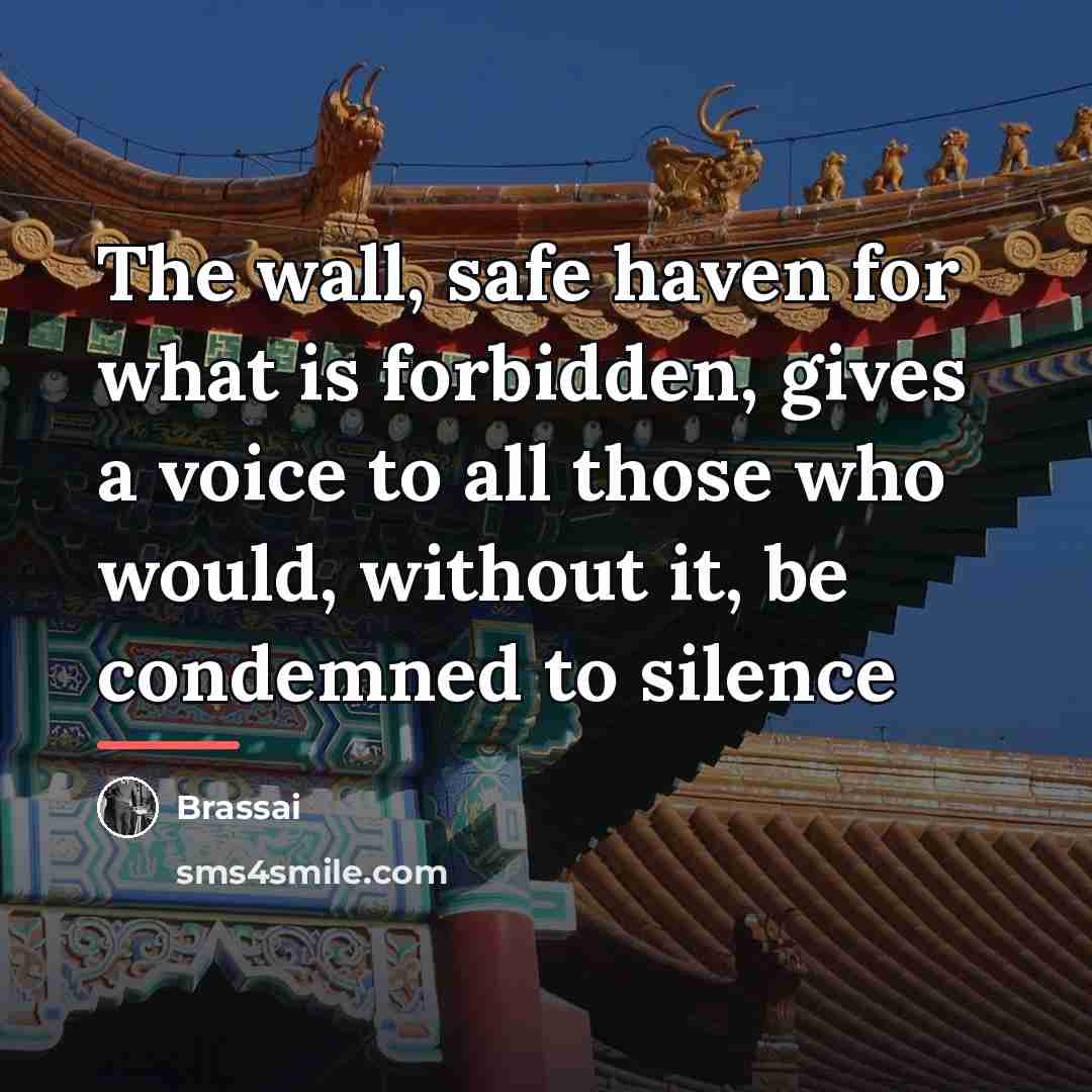 “The wall, safe haven for what is forbidden, gives a…” quote by Brassai