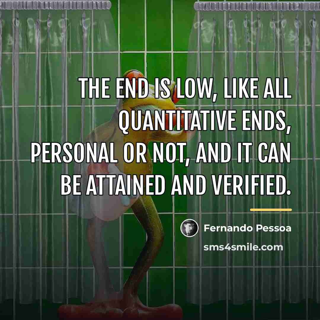“The end is low, like all quantitative ends, personal or…” quote by Fernando Pessoa