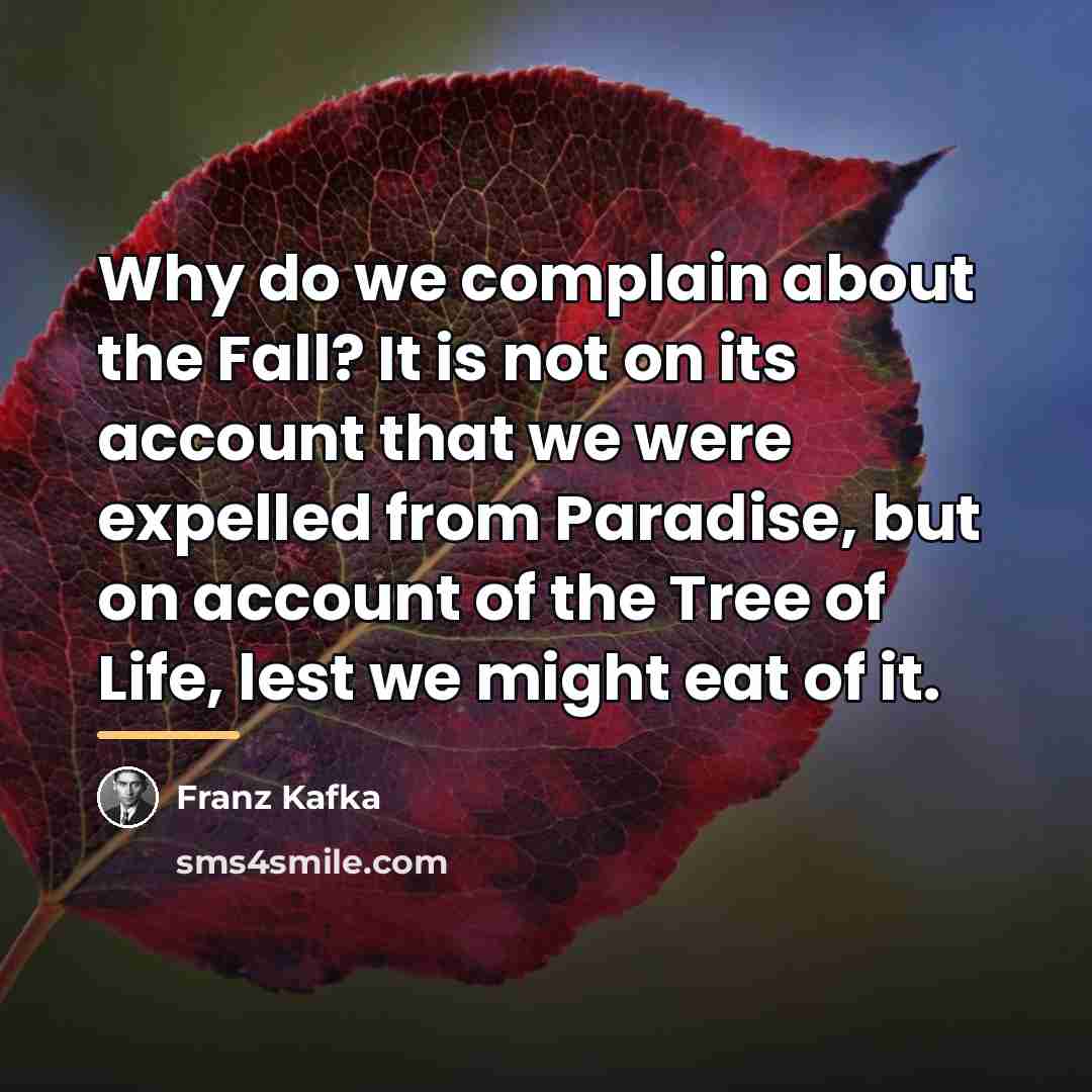 “Why do we complain about the Fall? It is not…” quote by Franz Kafka