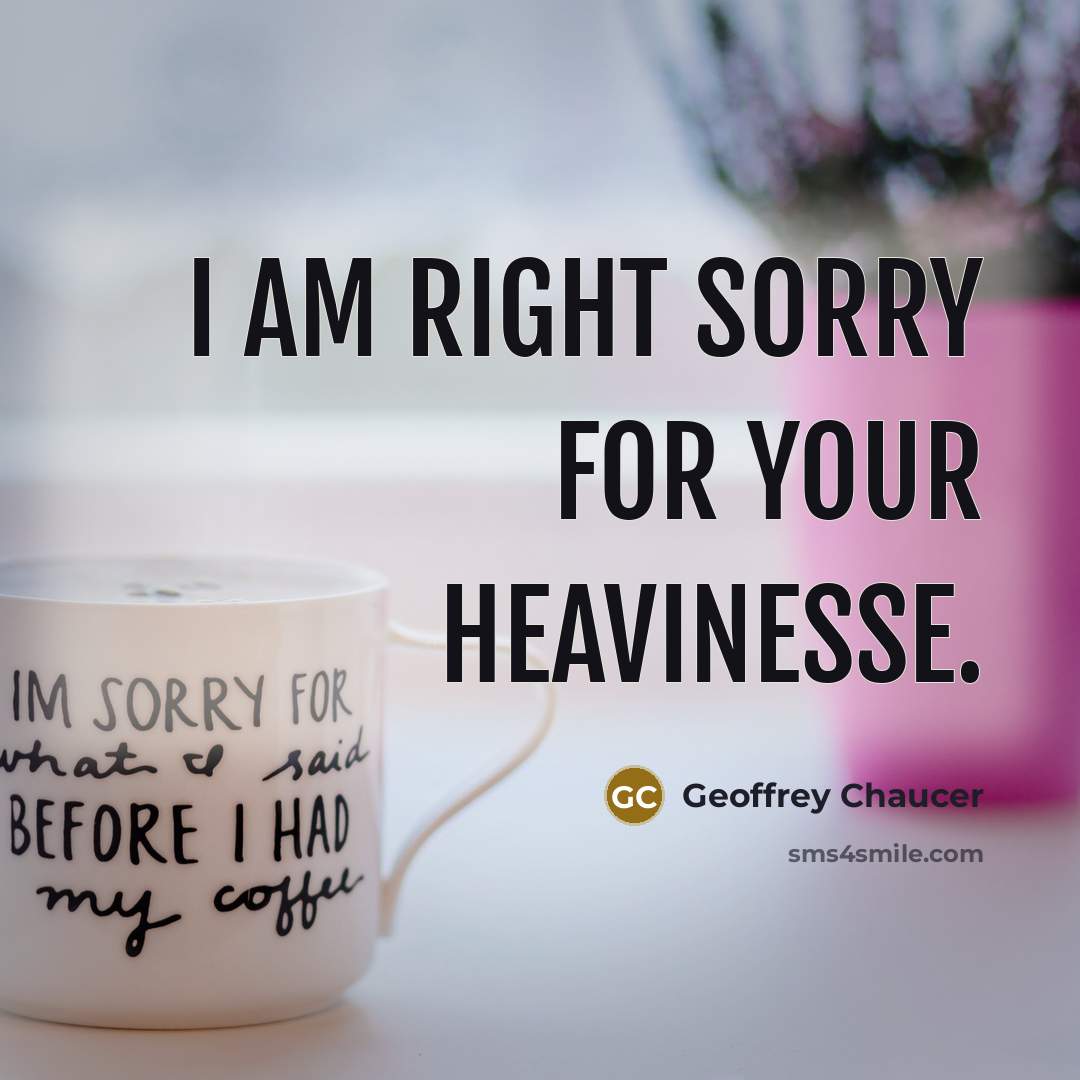 “I am right sorry for your heavinesse.” quote by Geoffrey Chaucer
