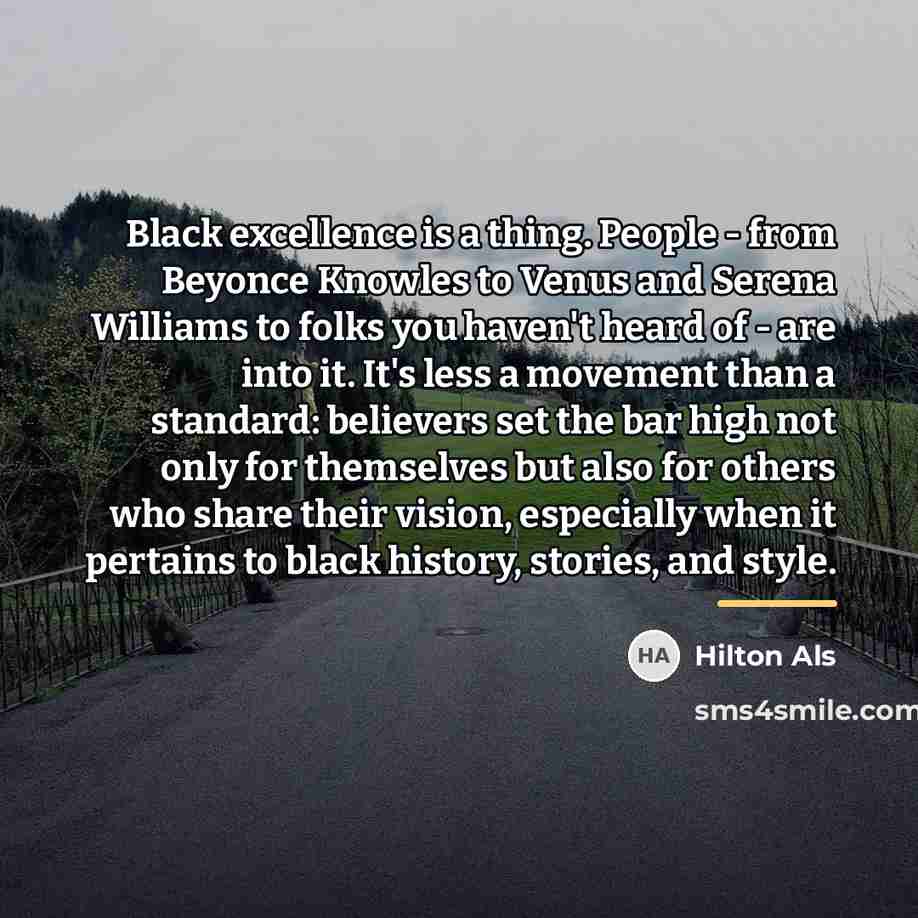 “Black excellence is a thing. People - from Beyonce Knowles…” quote by Hilton Als