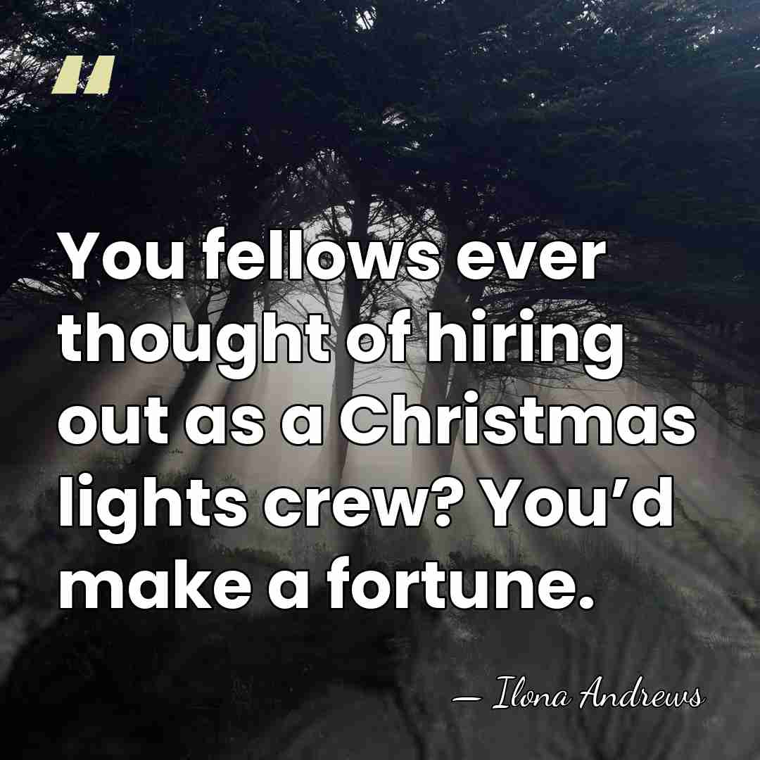 You fellows ever thought of hiring out as a Christmas lights crew?&hellip; - Ilona Andrews
