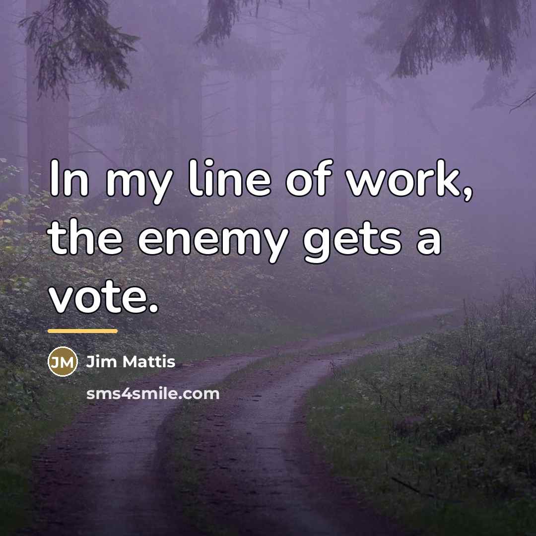 “In my line of work, the enemy gets a vote.…” quote by Jim Mattis