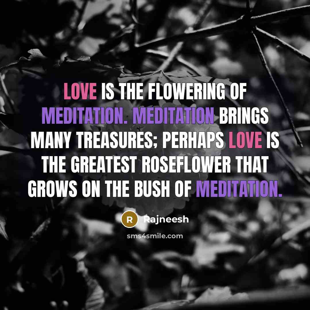 “Love is the flowering of meditation. Meditation brings many treasures;…” quote by Rajneesh