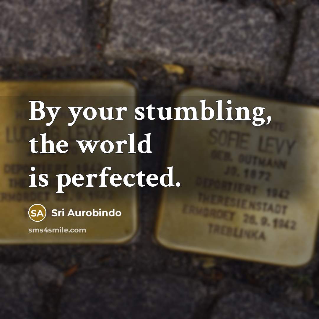 “By your stumbling, the world is perfected.” quote by Sri Aurobindo
