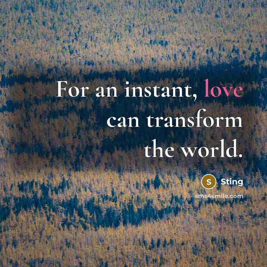 “For an instant, love can transform the world.…” quote by Sting
