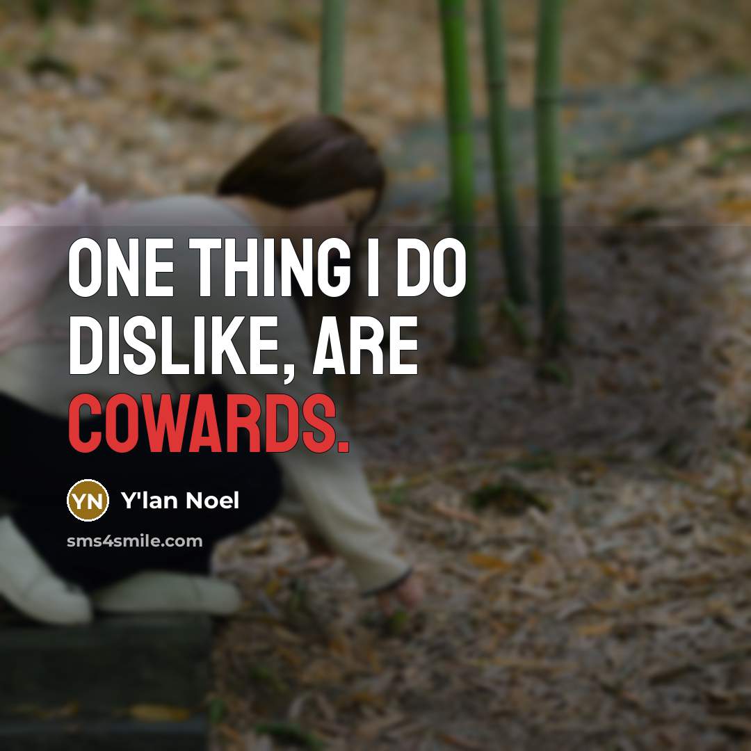 “One thing I do dislike, are cowards.…” quote by Y'lan Noel