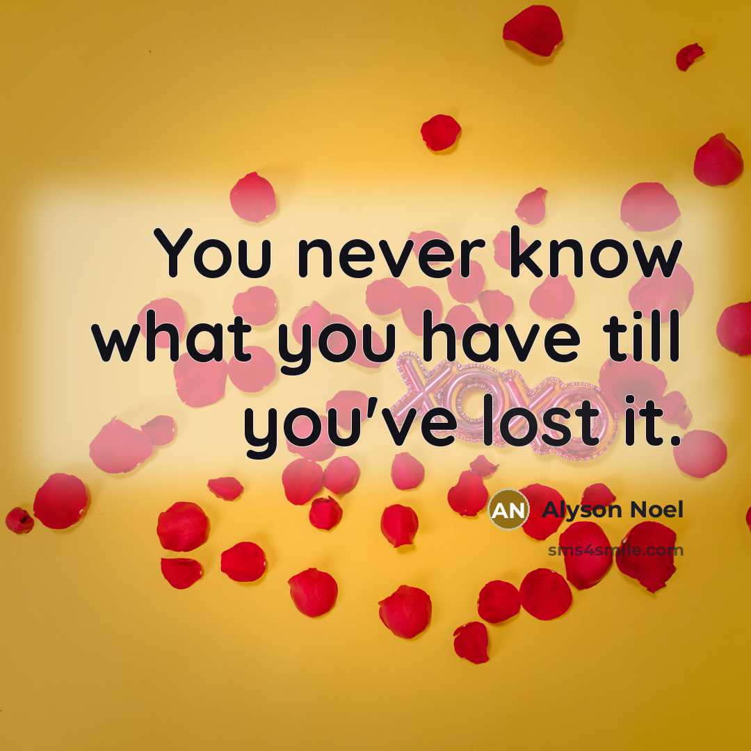 “You never know what you have till you've lost it.…” quote by Alyson Noel