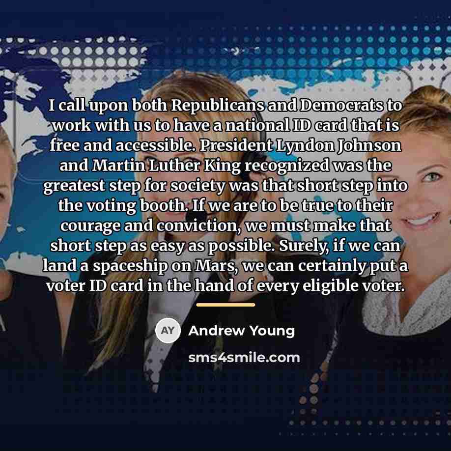 “I call upon both Republicans and Democrats to work with…” quote by Andrew Young