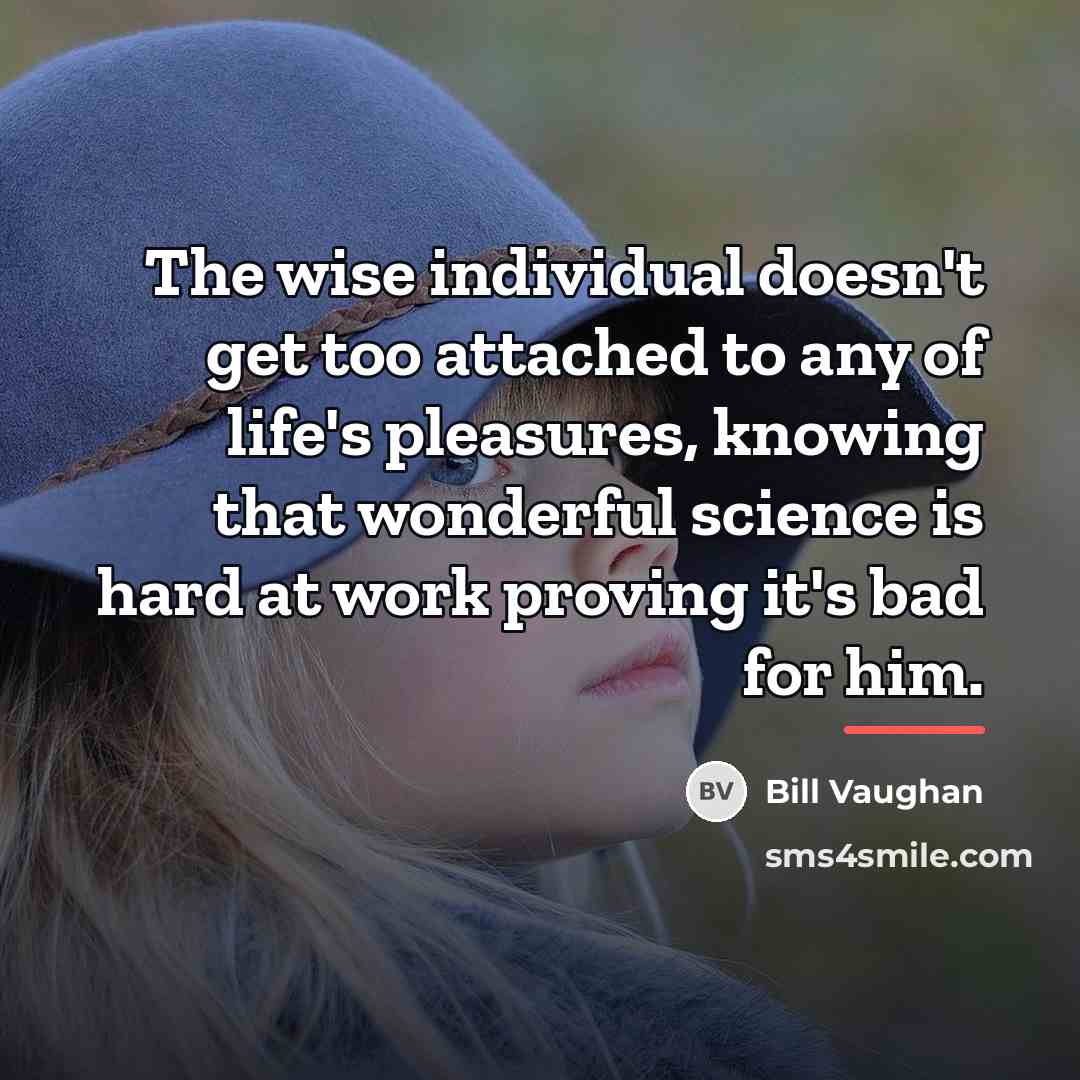“The wise individual doesn't get too attached to any of…” quote by Bill Vaughan