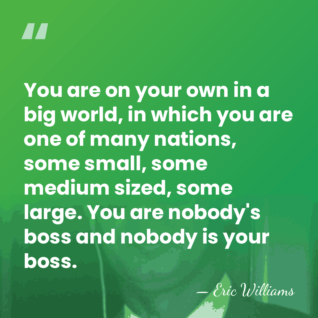 You are on your own in a big world, in which you&hellip; - Eric Williams