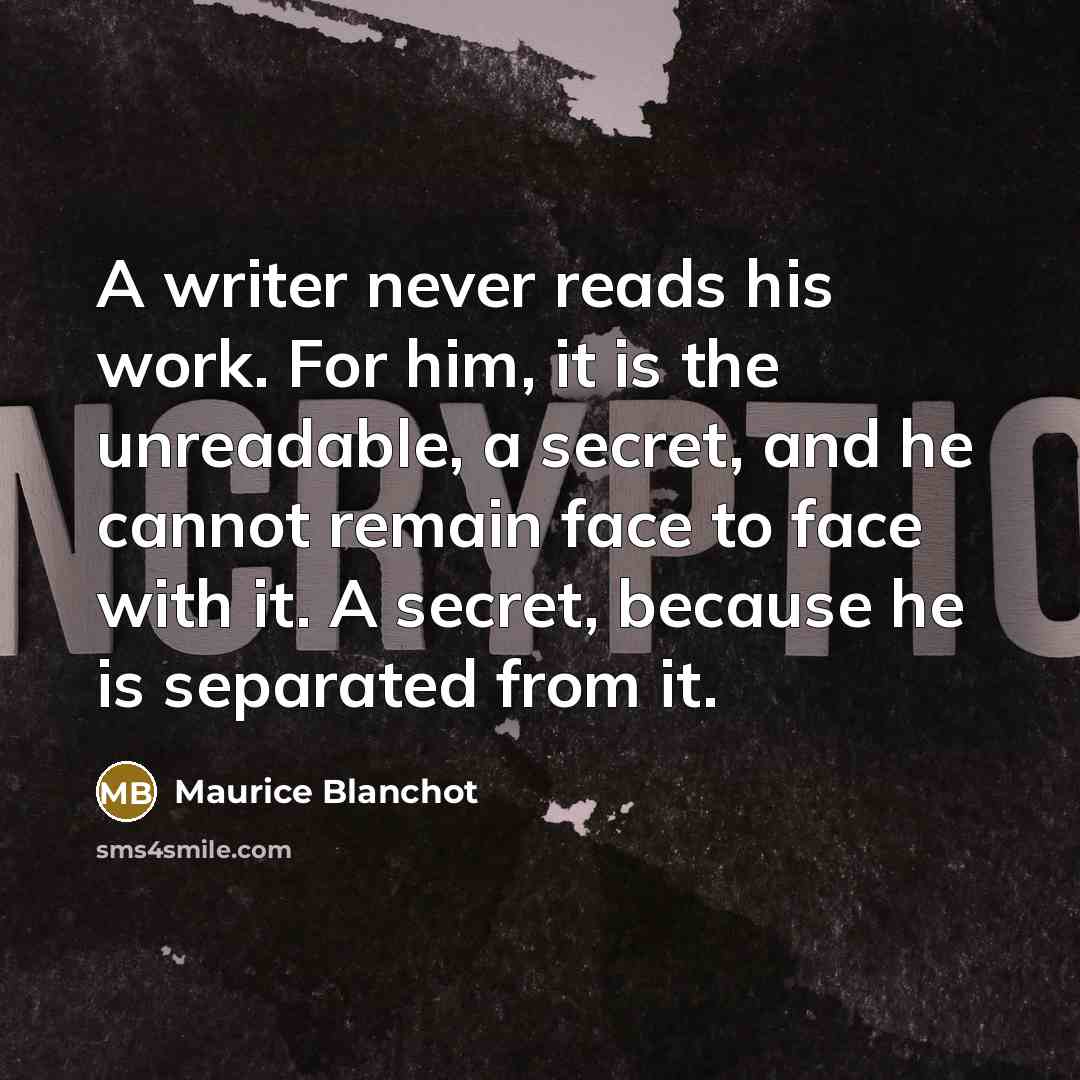 “A writer never reads his work. For him, it is…” quote by Maurice Blanchot