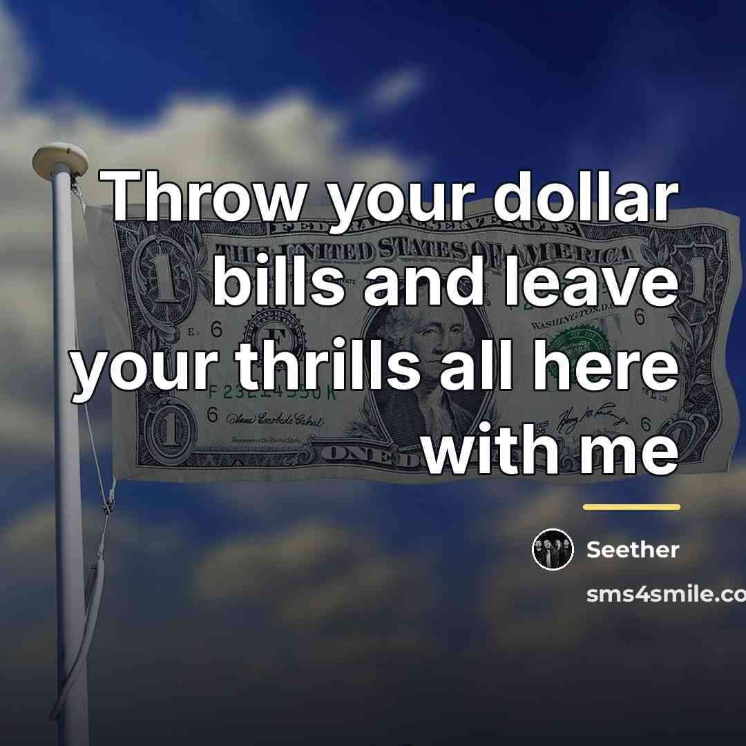 “Throw your dollar bills and leave your thrills all here…” quote by Seether