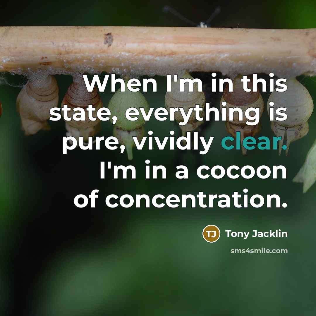 “When I'm in this state, everything is pure, vividly clear. I'm in a cocoon of concentration.” quote by Tony Jacklin