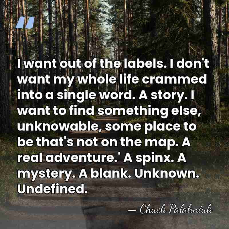 I want out of the labels. I don't want my whole life&hellip; - Chuck Palahniuk