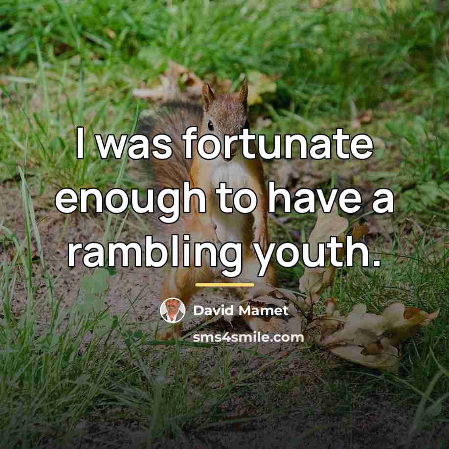 “I was fortunate enough to have a rambling youth.…” quote by David Mamet