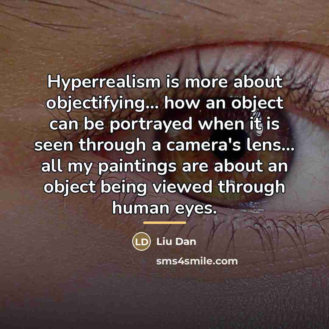 “Hyperrealism is more about objectifying... how an object can be…” quote by Liu Dan