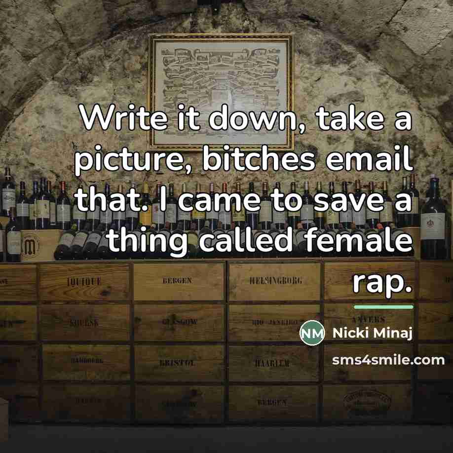 “Write it down, take a picture, bitches email that. I…” quote by Nicki Minaj