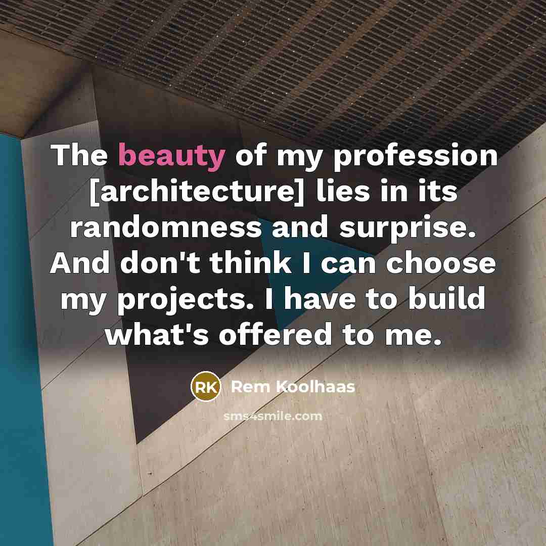 “The beauty of my profession [architecture] lies in its randomness…” quote by Rem Koolhaas