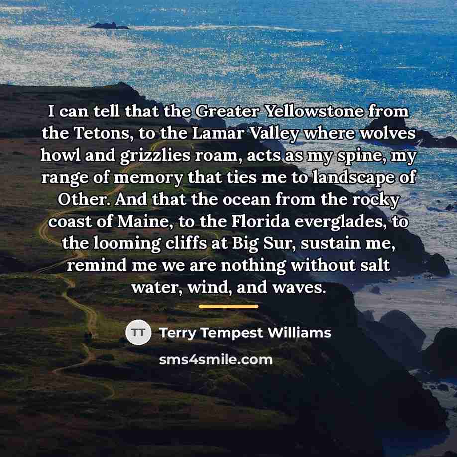 “I can tell that the Greater Yellowstone from the Tetons,…” quote by Terry Tempest Williams