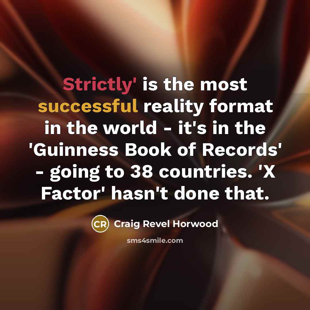 “Strictly' is the most successful reality format in the world…” quote by Craig Revel Horwood